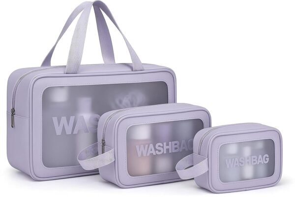 KASHIVAL 3-Piece Clear Travel Toiletry Bags Set,Best Amazon Deals