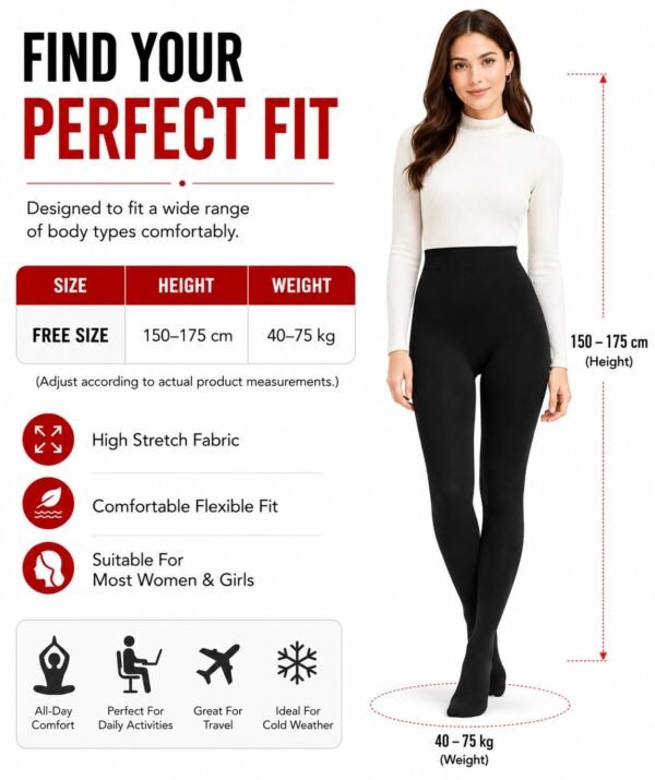 CHAMBYAL BLACK Long Wear Fleece Inner Warm Tights WomenBest Amazon Deals
