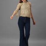 SXV STYLE Women’s Floral Print Cold Shoulder Top, Beige,Best Amazon Deals