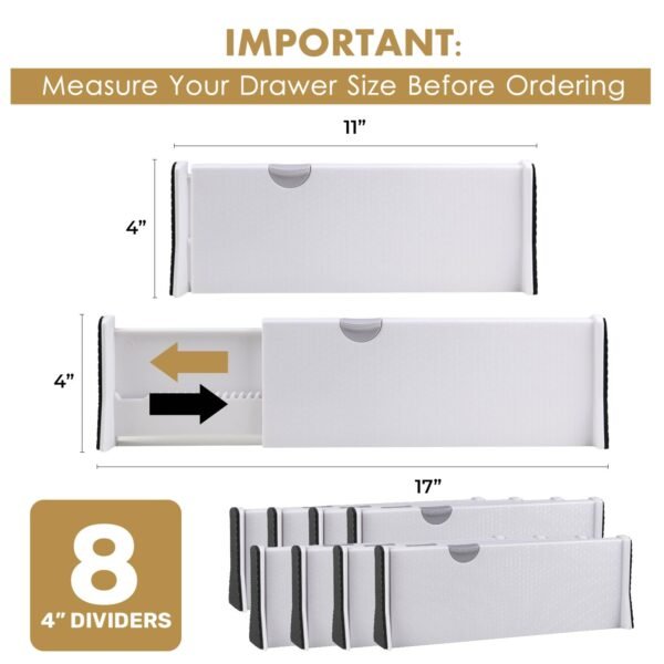 RAPTUROUS Adjustable Drawer Dividers 8 Pack, 4 High,Best Amazon Deals