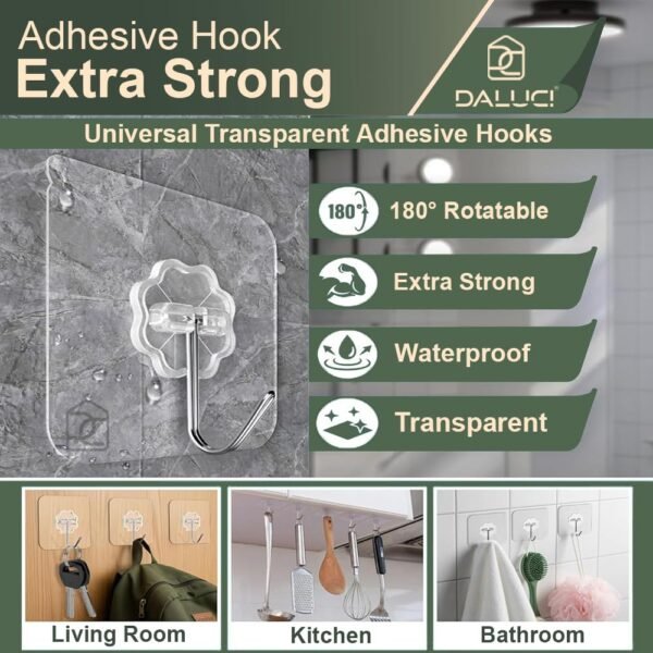 DALUCI Self Adhesive Wall Hooks – 20 Pcs Heavy Duty WallBest Amazon Deals