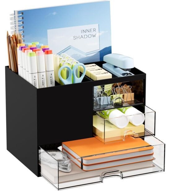 AKX 3-Tier Desk Organizer with 3 Drawers & 5 CompartmentsBest Amazon Deals