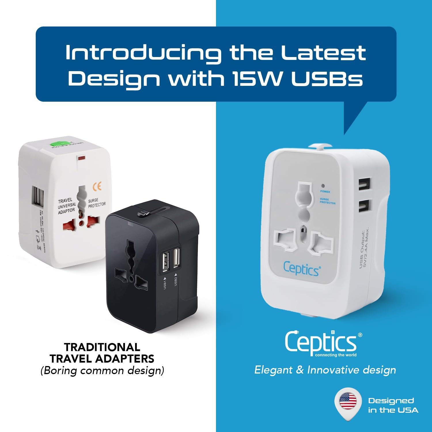 Ceptics Universal Charger Adapter, 3 in 1 UniversalBest Amazon Deals