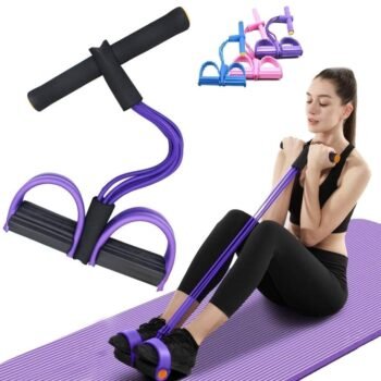 4 Tubes Elastic Sit Up Pull Rope with Foot Pedal for HomeBest Amazon Deals