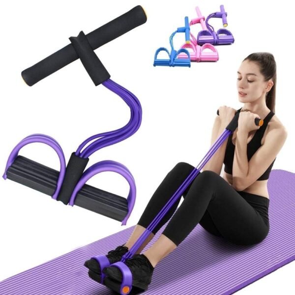 4 Tubes Elastic Sit Up Pull Rope with Foot Pedal for HomeBest Amazon Deals