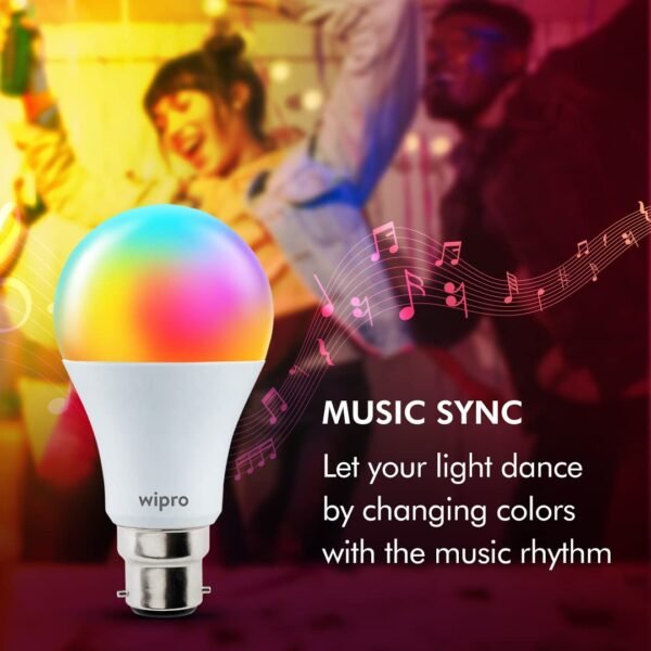 wipro 9-Watt B22 WiFi Smart LED Bulb with Music Sync (16Best Amazon Deals