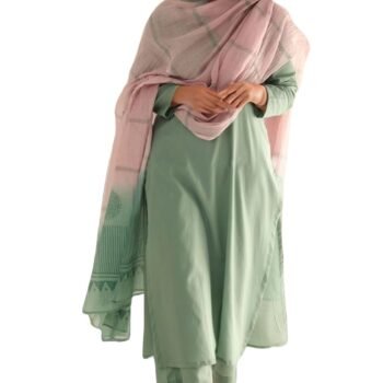 GoSriKi Women's Rayon Viscose Solid Straight Kurta with Pant & Dupatta