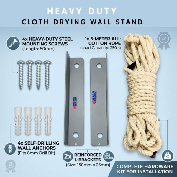 Heavy Duty Only 2 Rows Cloth Drying Wall Stand with 20Best Amazon Deals