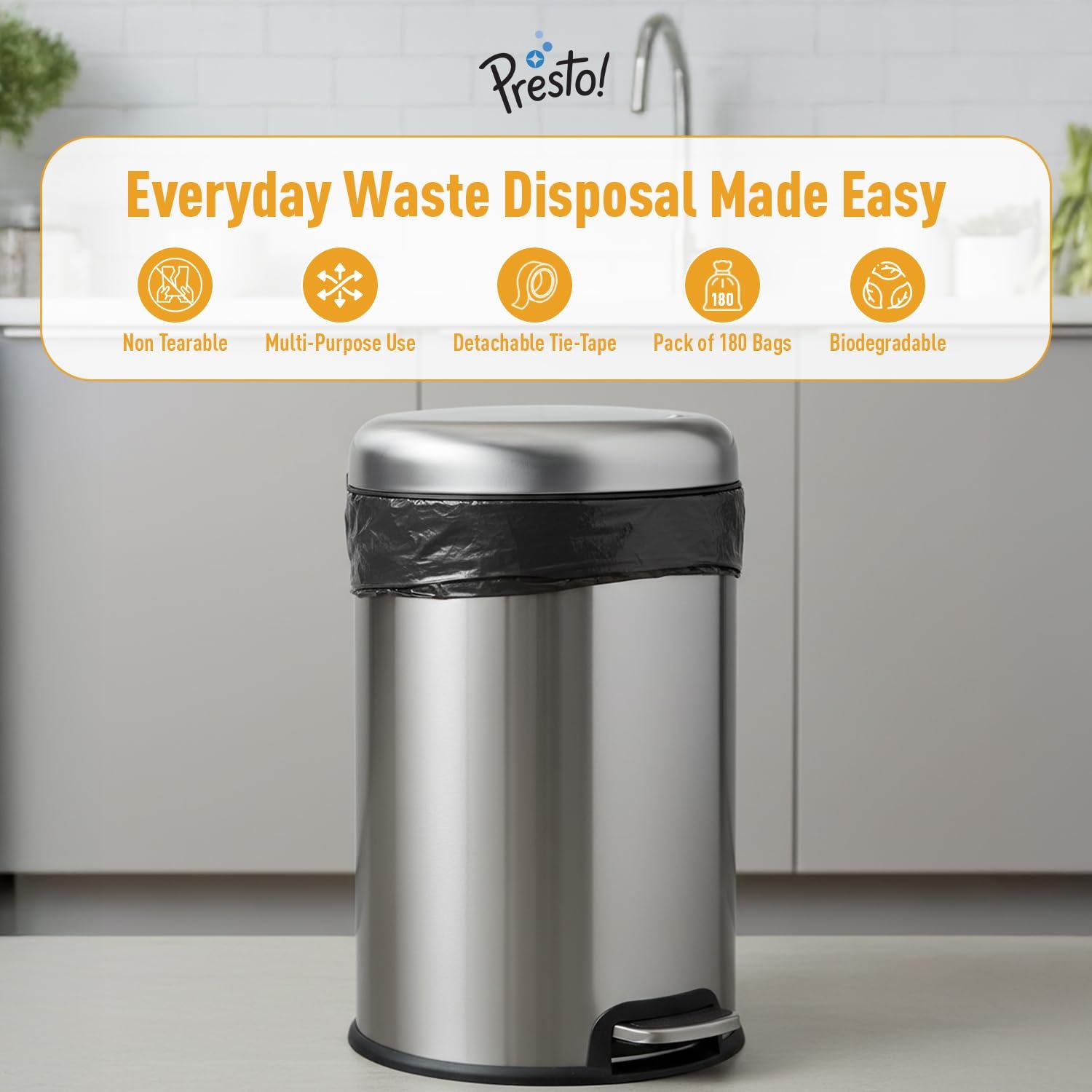 Amazon Brand – Presto! Garbage Bags | Small | 180 Count |Best Amazon Deals