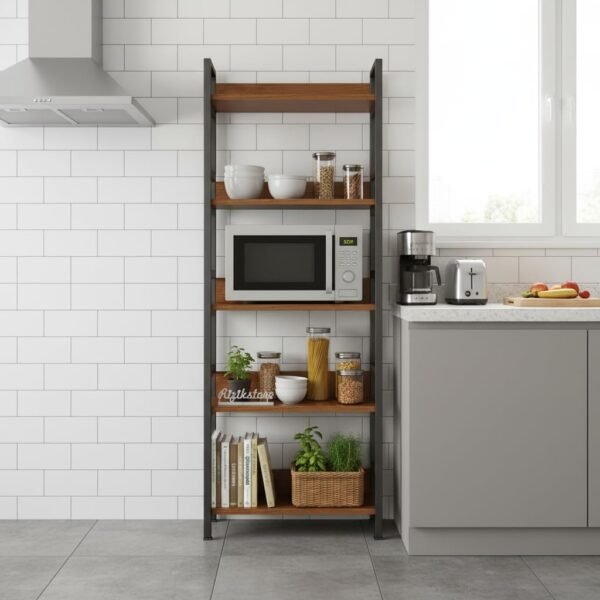 RIZIK STORE 5-Tier Metal & Wooden Microwave Oven Stand -Best Amazon Deals