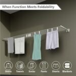 JD FRESH Metal Foldable Wall Mount Cloth Drying StandBest Amazon Deals