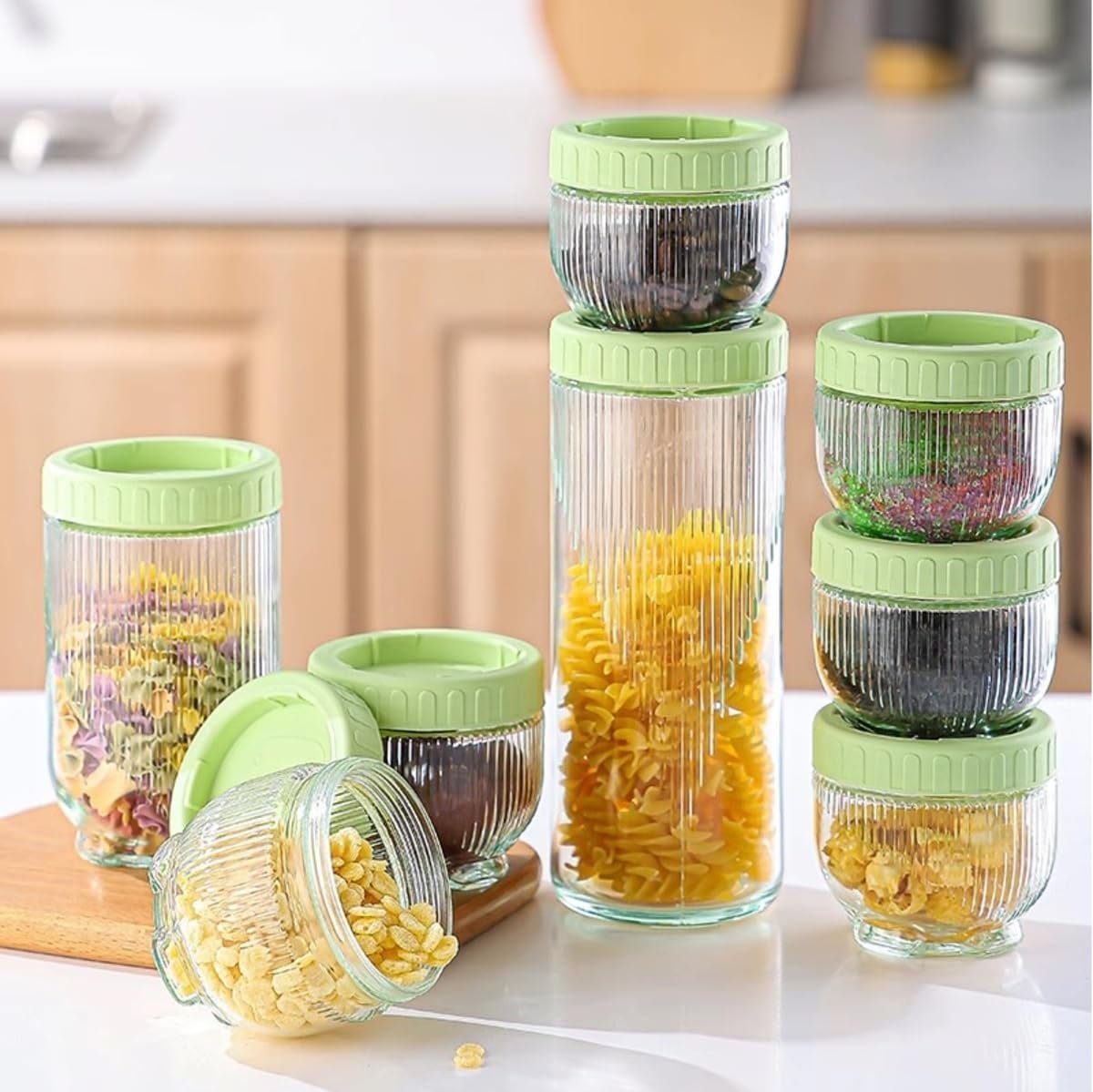 Glass Storage Jar Set of 3 (250ml, 500ml, 800ml) withBest Amazon Deals