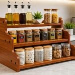SAFAK 3-Tier Spice Rack, 13.8 Inch Wood Step ShelfBest Amazon Deals