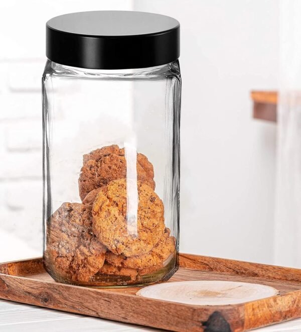 1000ml Cube Storage Glass Jars with Black Plastic Lid Best Amazon Deals