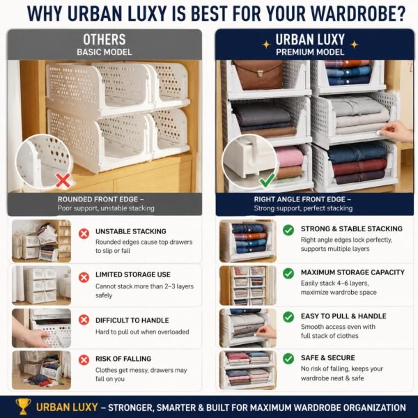 URBAN LUXY Foldable & Stackable Clothes Organizer forBest Amazon Deals