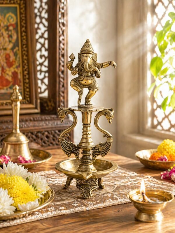 Two Moustaches Brass Ganesha Diya Oil Lamp with DancingBest Amazon Deals