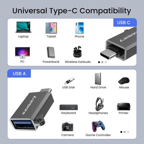 Ambrane USB 3.0 to Type C OTG Adapter, with ThunderboltBest Amazon Deals
