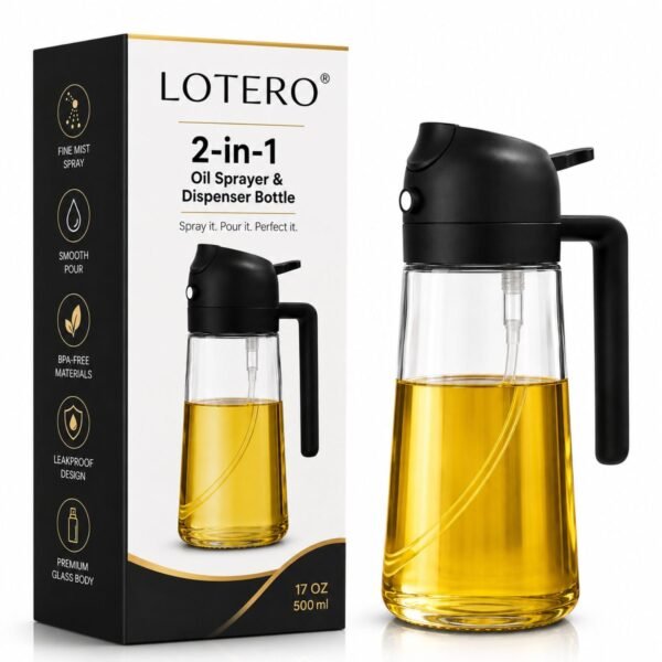 LOTERO Oil Sprayer Bottle for Cooking | 2-in-1 Spray &Best Amazon Deals