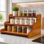 SAFAK 3-Tier Spice Rack, 13.8 Inch Wood Step ShelfBest Amazon Deals