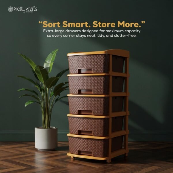 PrettyKrafts 5-Tier Plastic Storage Drawer Organizer |Best Amazon Deals