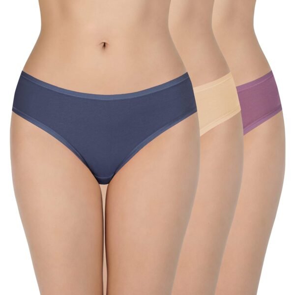 Amante Solid Low Rise Cotton Bikini Panty Pack(Pack of 3)
