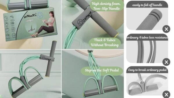 yeMaaR’s GreenGrey Tension Rope 6 Tube Elastic Yoga PedalBest Amazon Deals