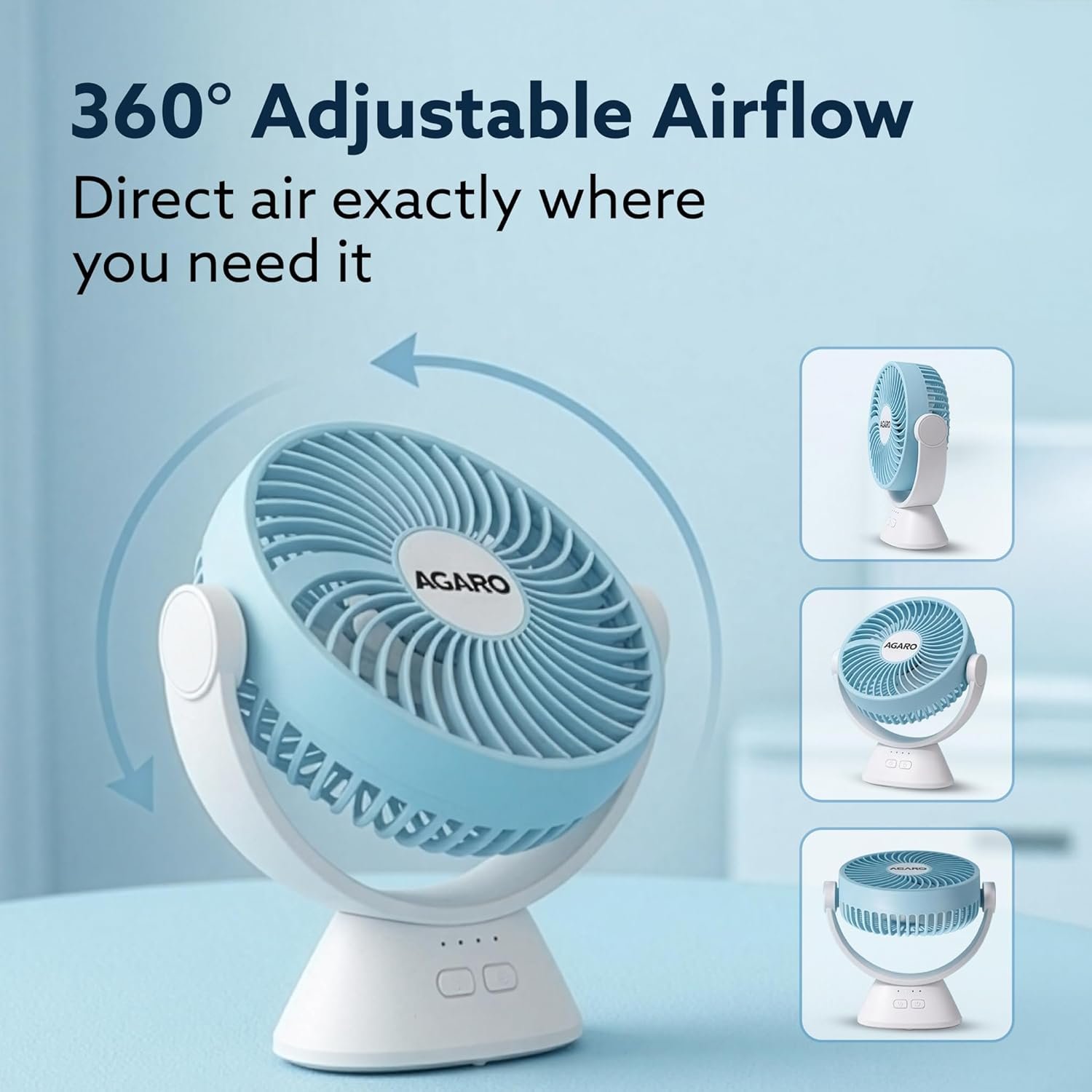 AGARO Delight Rechargeable Mini Desk Fan, Portable,Best Amazon Deals