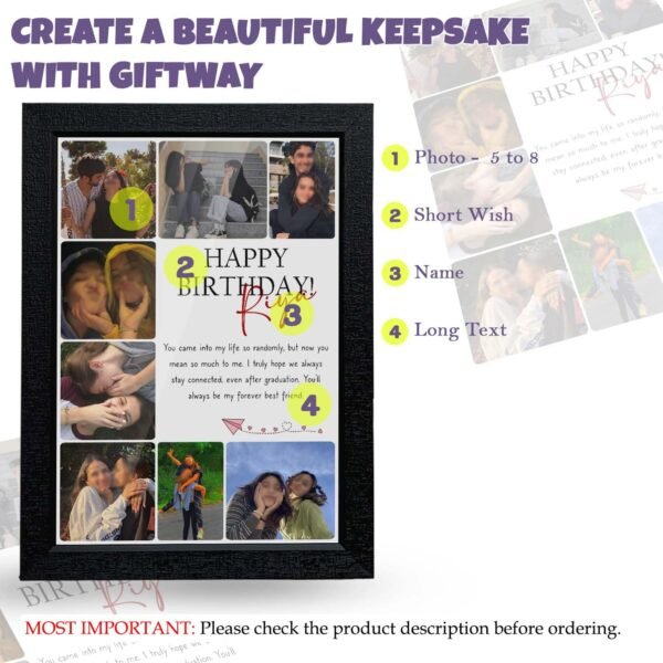 BFF Birthday Collage with Message | Personalised MDFBest Amazon Deals