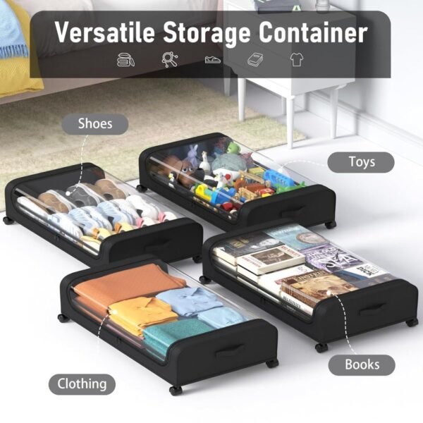 Under Bed Storage Container with Wheels and Clear Lid,Best Amazon Deals