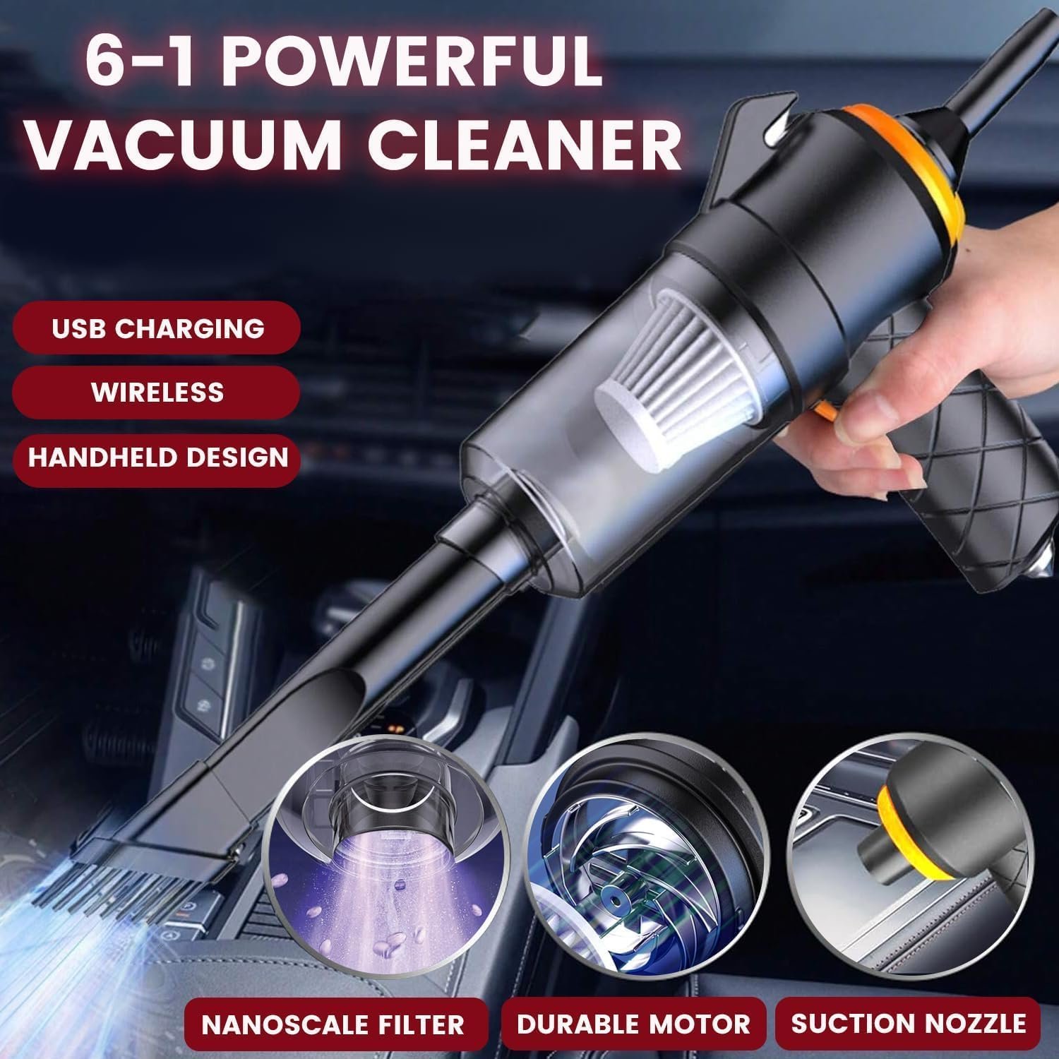 andrew james 6 in 1 Car Vacuum Cleaner Cordless |Best Amazon Deals