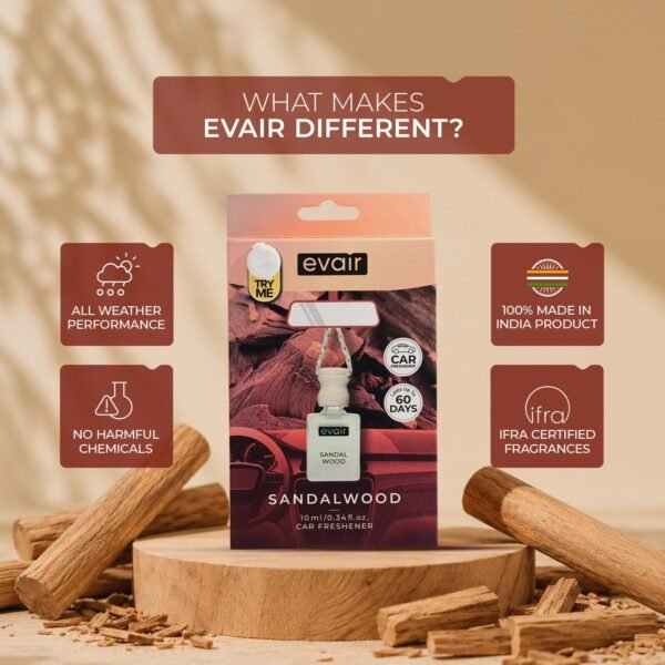 Evair SANDALWOOD Luxury Car Air Freshener | Essential OilBest Amazon Deals