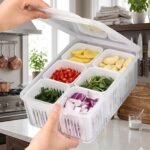 6-Grid Refrigerator Storage Box with Removable DrainBest Amazon Deals