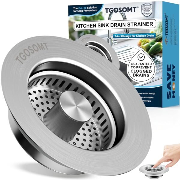 Sink Drain Strainer 3 in 1, 304 Stainless Steel Pop UpBest Amazon Deals