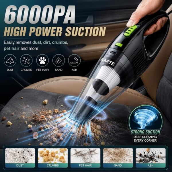 SARTE Car Vacuum Cleaner 6000Pa High Power Suction 2 in 1Best Amazon Deals