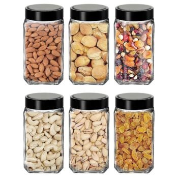 1000ml Cube Storage Glass Jars with Black Plastic Lid Best Amazon Deals