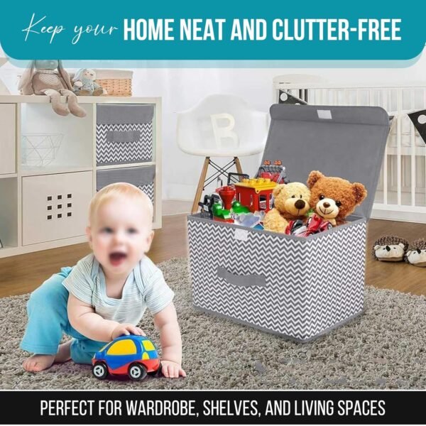 FLYNGO 3 Pcs Foldable Storage Box Organiser with Lid,Best Amazon Deals