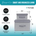 FLYNGO 3 Pcs Foldable Storage Box Organiser with Lid,Best Amazon Deals