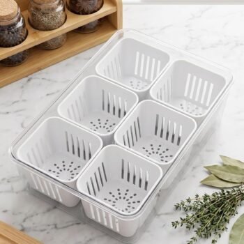 6-Grid Refrigerator Storage Box with Removable DrainBest Amazon Deals
