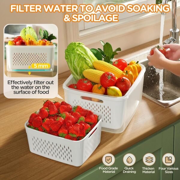 BRAVIK 4 PCS Large Fruit Containers for Fridge-LeakproofBest Amazon Deals