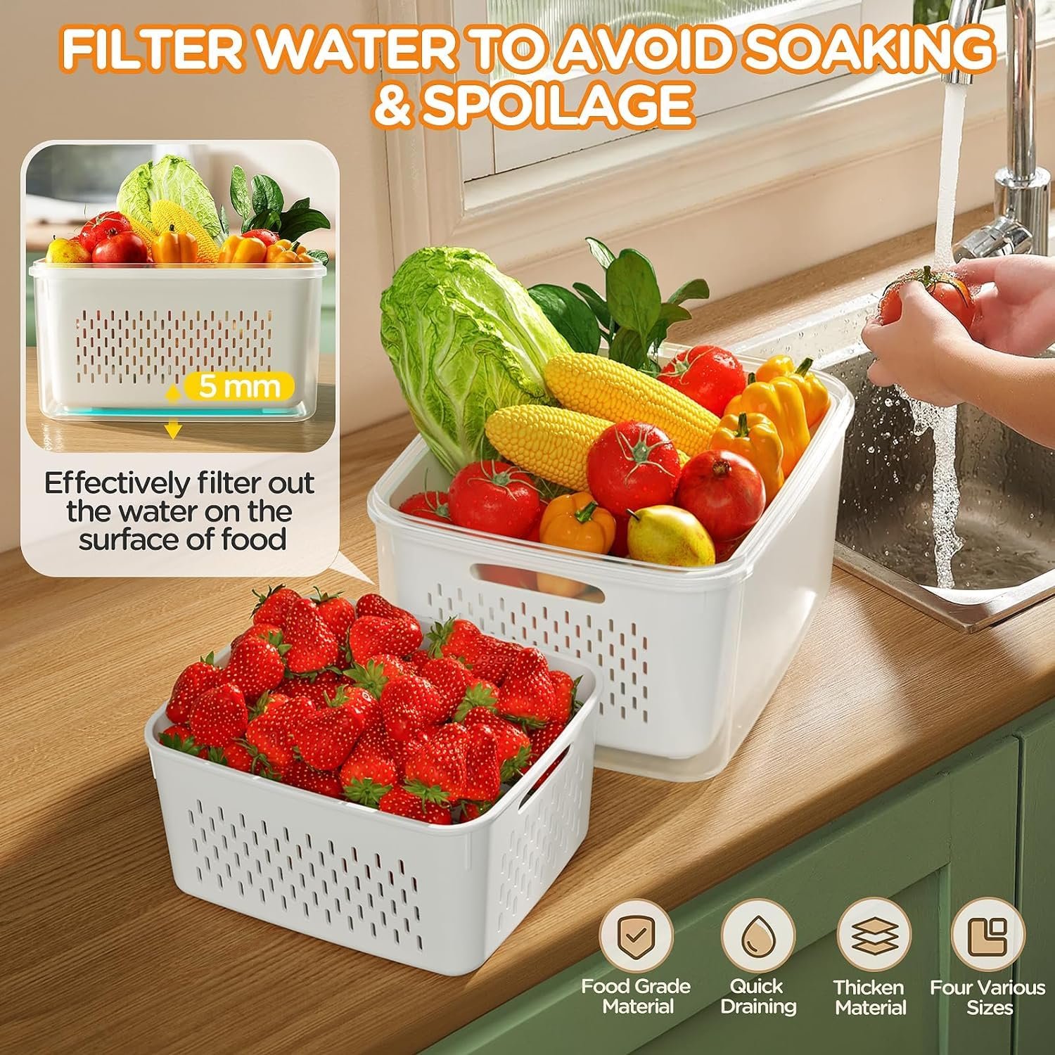 BRAVIK 4 PCS Large Fruit Containers for Fridge-LeakproofBest Amazon Deals
