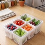 6-Grid Refrigerator Storage Box with Removable DrainBest Amazon Deals