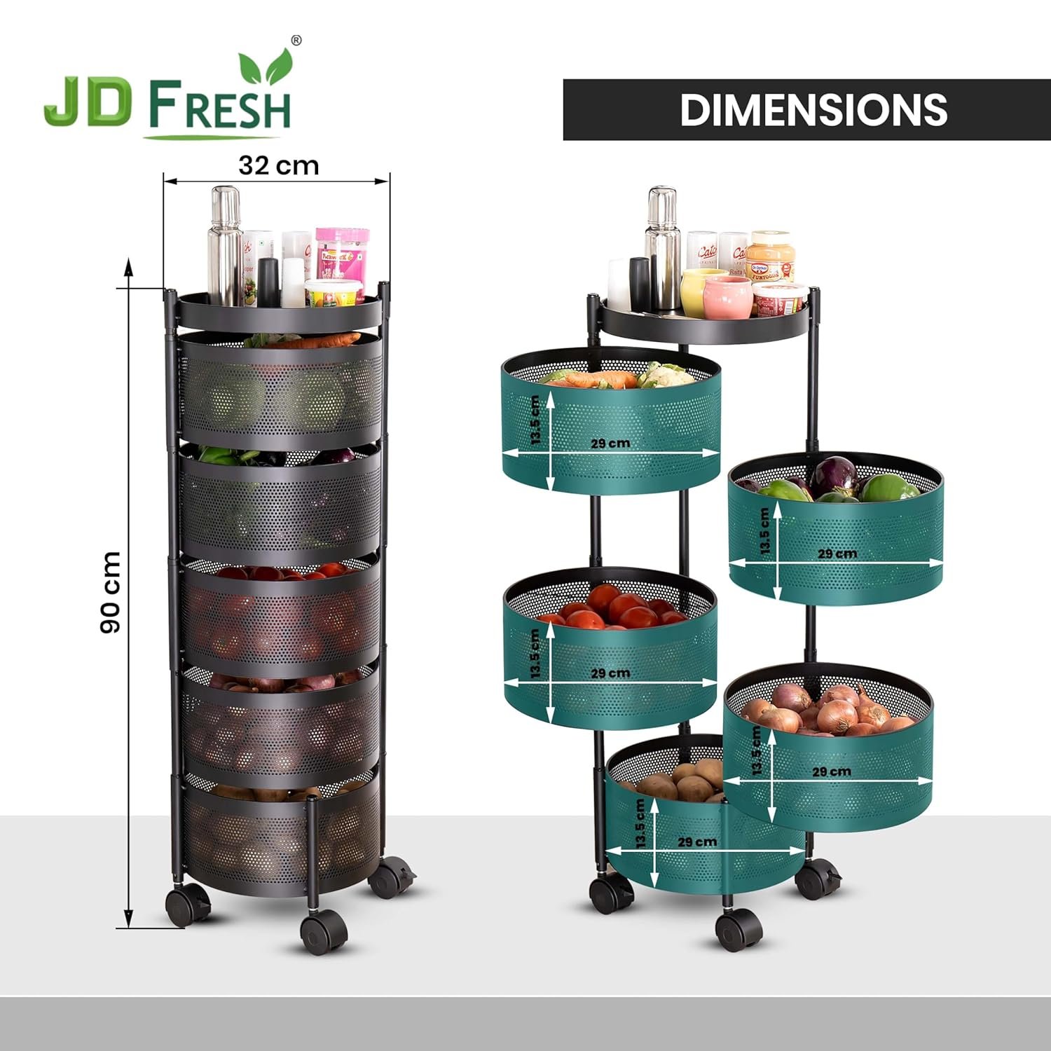 JD FRESH 360 Rotating Kitchen Trolley with Wheels | 5Best Amazon Deals