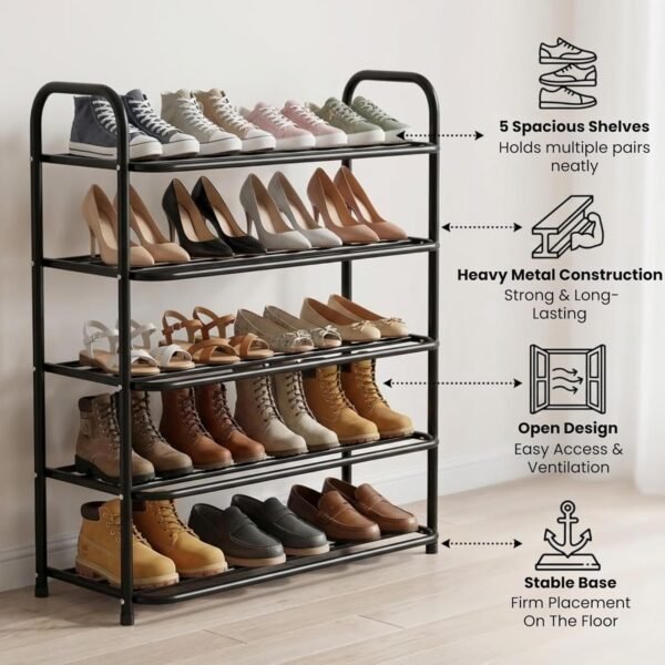 KSP HOME Heavy Metal Shoe Rack (5 Shelves) Foldable OpenBest Amazon Deals
