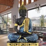 eCraftIndia Buddha Showpiece (22cm x 16 cm x 6 cm, Blue) – Polyresin