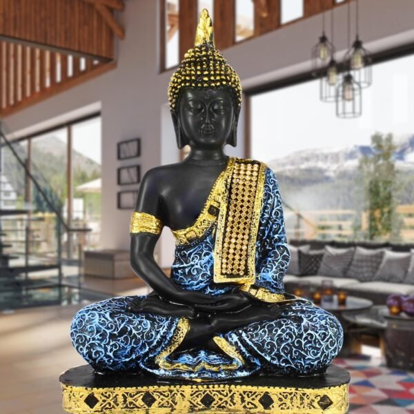 eCraftIndia Buddha Showpiece (22cm x 16 cm x 6 cm, Blue) – Polyresin