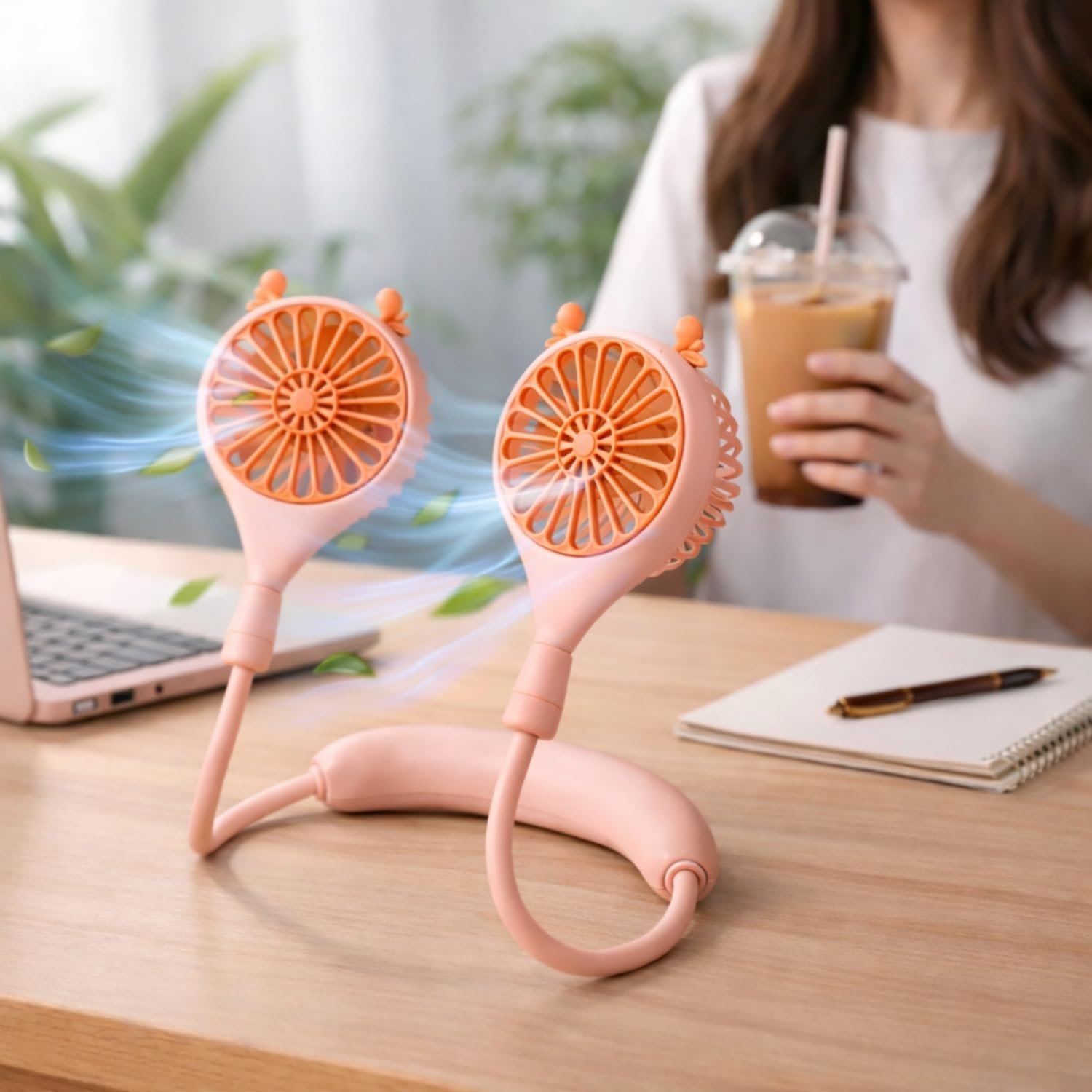 One94Store Rechargeable Neck Fan (Pink) | 1200mAhBest Amazon Deals