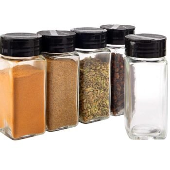 Vasukie Salt & Pepper Square Glass Spice Jar with BlackBest Amazon Deals