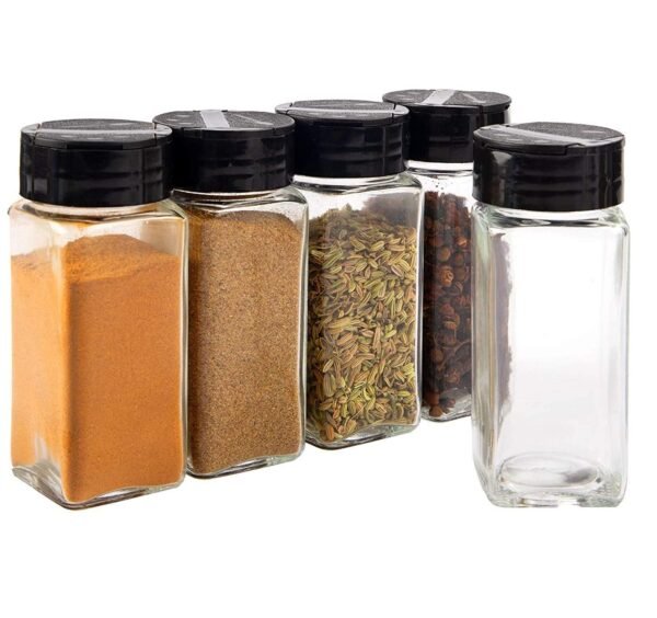 Vasukie Salt & Pepper Square Glass Spice Jar with BlackBest Amazon Deals